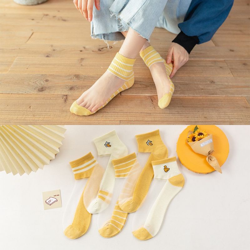 [COD] Kaos Kaki Transparan Motif Banana Pusang Cute Lucu Kaos Kaki Fashion Import Kaos Kaki Wanita Casual