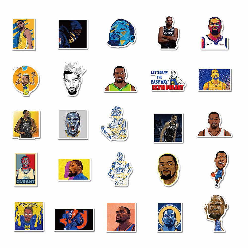 50pcs Stiker Desain Bintang Sepak Bola Kevin Durant Tahan Air Untuk Dekorasi Laptop Skateboard Gitar