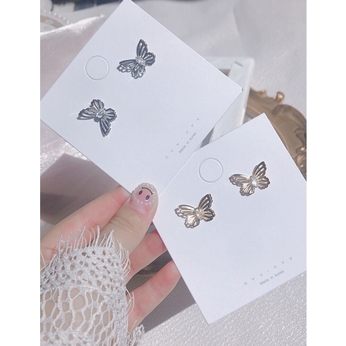 LRC Anting Tusuk Fashion Hollow Three-dimensional Butterfly Alloy Earrings K84758