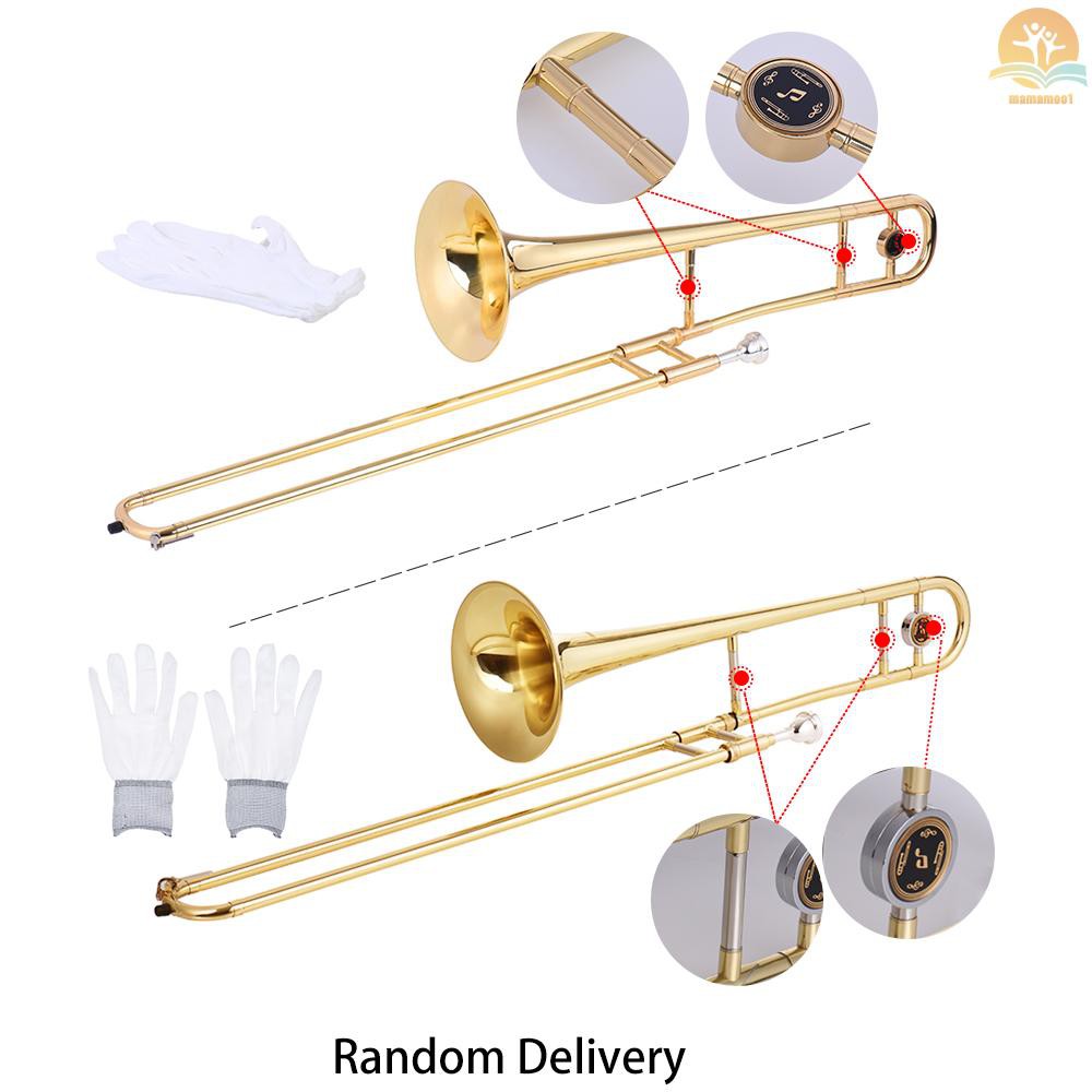 Ammoon Alto Trombone Brass Gold Lacquer Bb Tone B Flat Mouthpiece Dengan Case Tongkat Pembersih