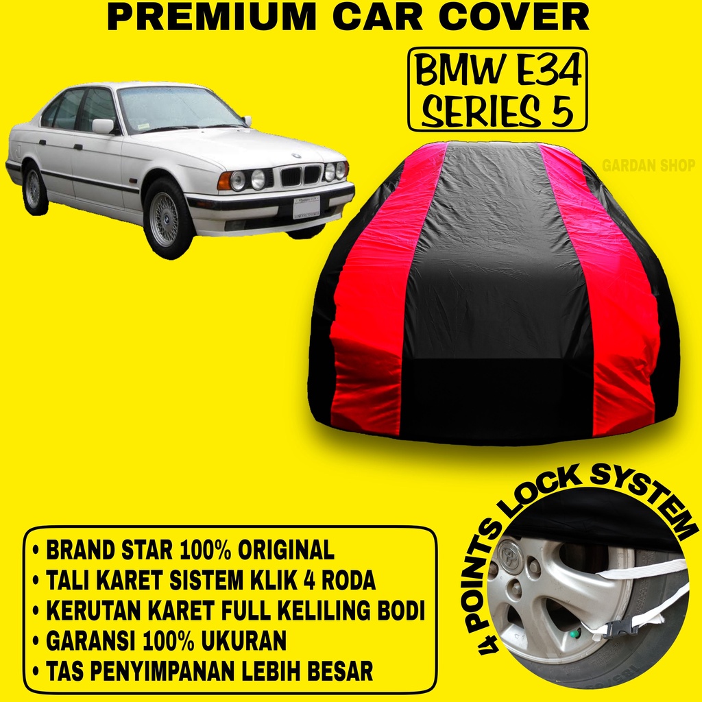 Body Cover BMW E34 SERIES 5 Sarung Strip MERAH Penutup Pelindung Bodi Mobil Bmw E34 Series 5 Waterproof PREMIUM