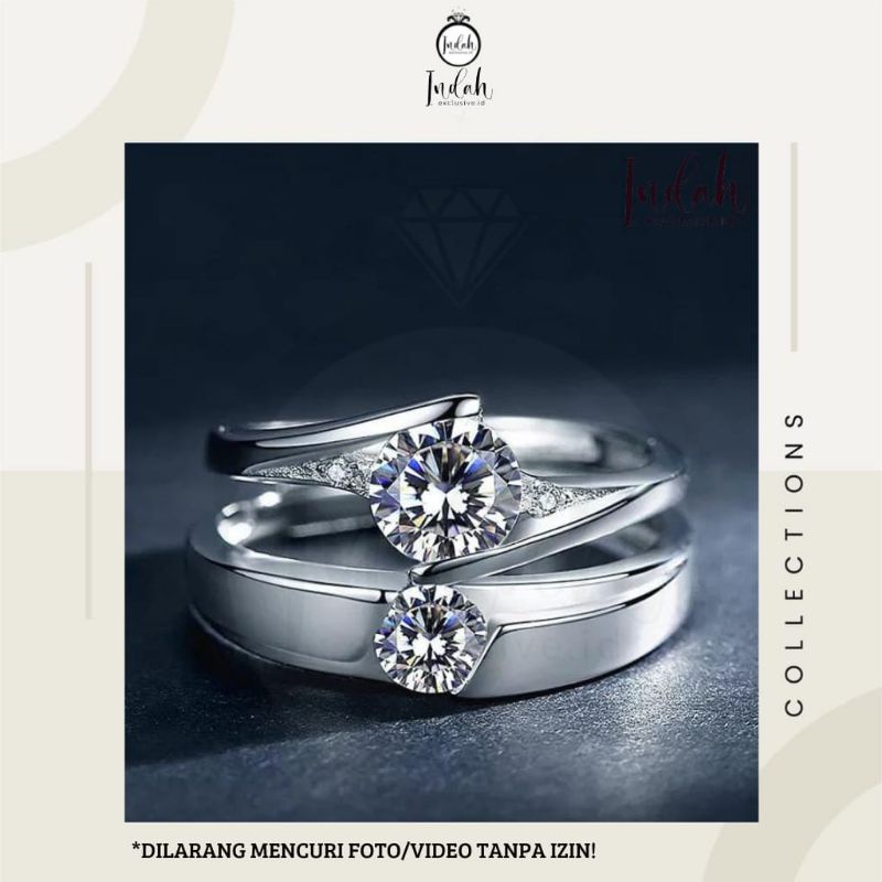 Indahexclusive - Cincin Perak Tunangan Nikah Swarovski Premium