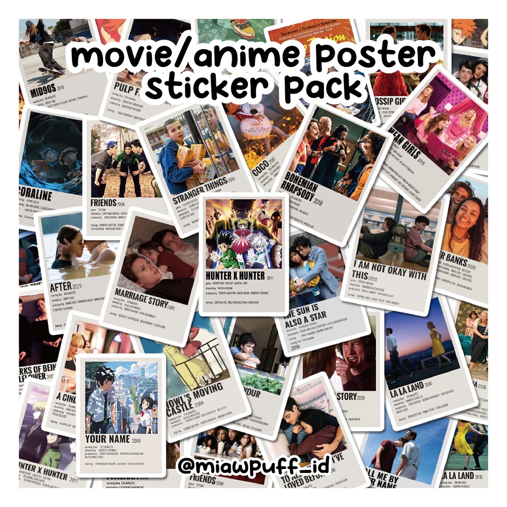 

10 PCS/ FILM ANIME MOVIE STIECKER PREMIUM TEBAL/STIKER FILM/STIKER ANIME/MOVIE/STIKER AESTHETIC VINTAGE