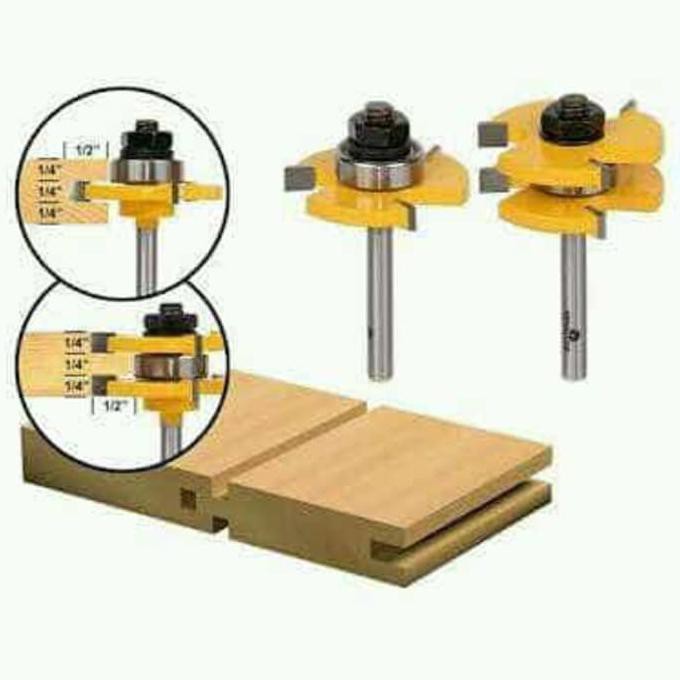 Diskon Mata Profil Tongue & Groove Panel Pintu Jendela / Router Bit Set Terbaru
