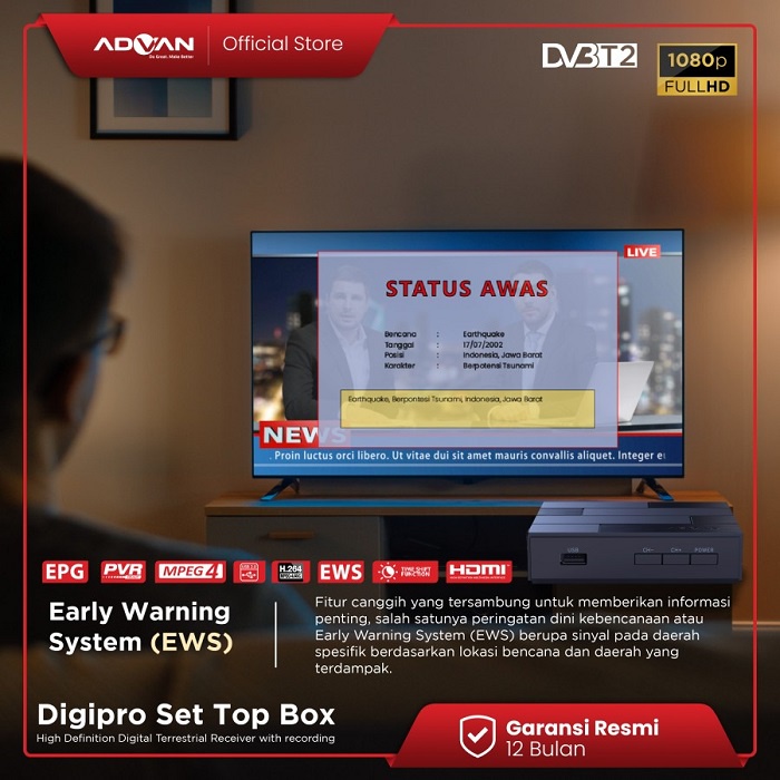 TV Digital Receiver Set Top Box STB Advan DIGIPRO DVBT2 Full HD 1080p-1