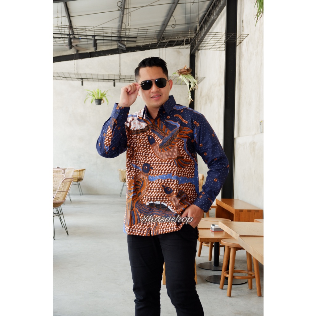 KEMEJA BATIK PEKSI LANGIT FULL FURING KATUN HALUS SRAGENAN SIZE M-XXL HIGH QUALITY