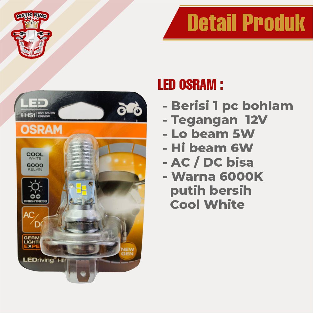 OSRAM Bohlam lampu LED Motor Beat Fi Scoopy Fi Spacy Fi  Mio M3 / Soul