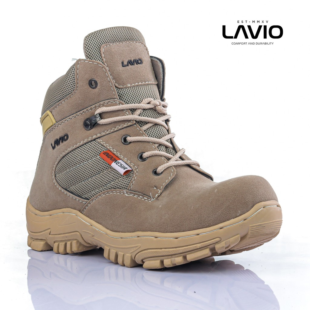 SEPATU BOOTS PRIA SAFETY UJUNG BESI GUNUNG BIKERS TOURING LAVIO DNS PENDEK ORIGINAL