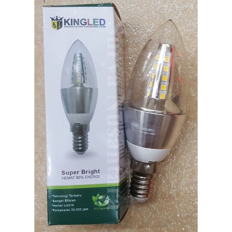 KINGLED Bola Lampu Hias LED 4,5 Watt / Candle Light LED 4.5Watt / Putih Kuning E14 E27