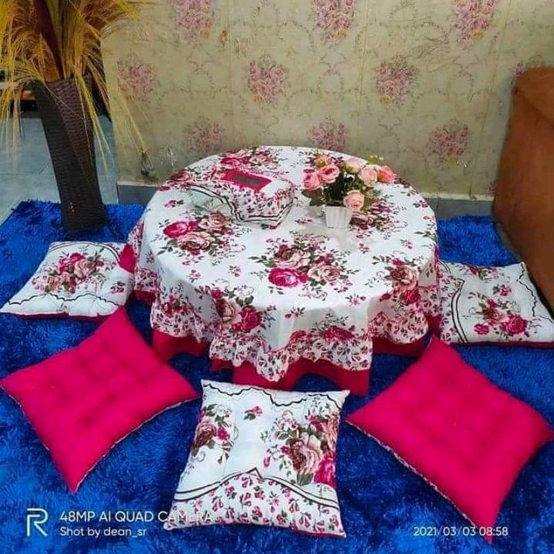 SET OSIN bantal duduk lesehan#5bantal#1 taplak meja#free sarung tissu.