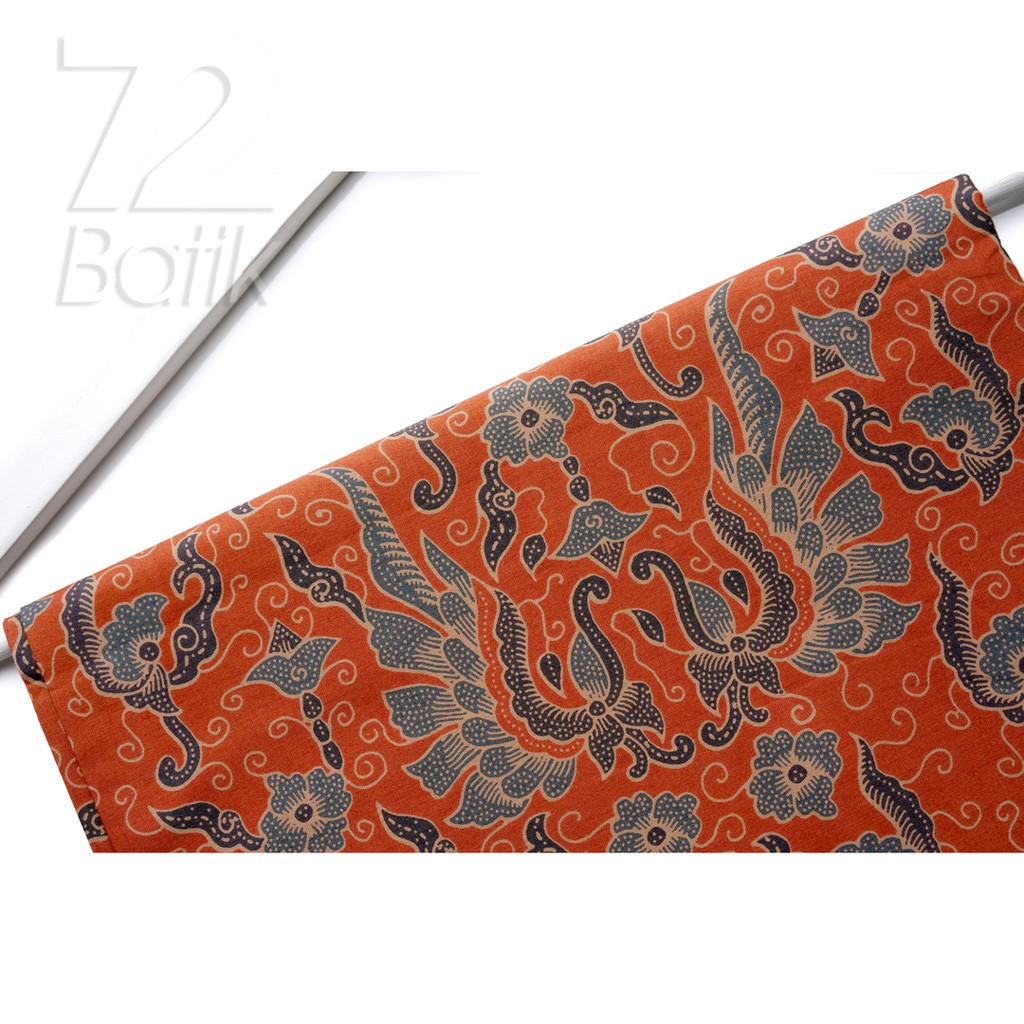 KAIN BATIK KATUN Premium Motif Sayap Warna Orange Oranye Oren 725182 Cap 72 Jarik Jarit Samping Kebat Panjang Batik Katun Modern Premium Bahan Seragam Batik Pernikahan Kantor Keluarga Murah Kamen Jadi Batik Bali Lembaran