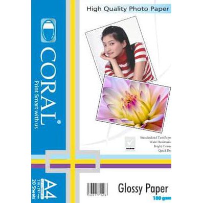 

Kertas Photo Coral Glossy A4-180 Gr (Pack=20 Sheets)