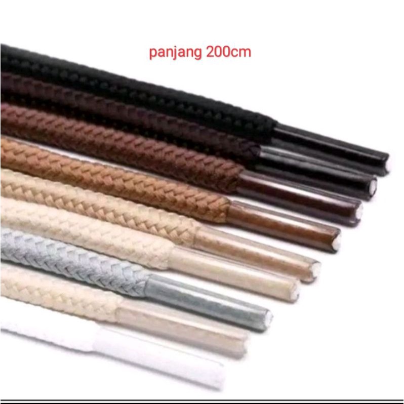 Tali sepatu bulat panjang 200cm warna hitam & putih,crem,coklat