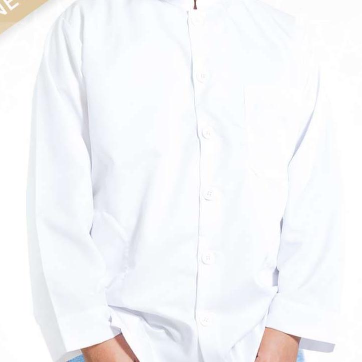 Hot Sell.. baju koko pria putih lengan panjang polos baju Koko putih terbaru