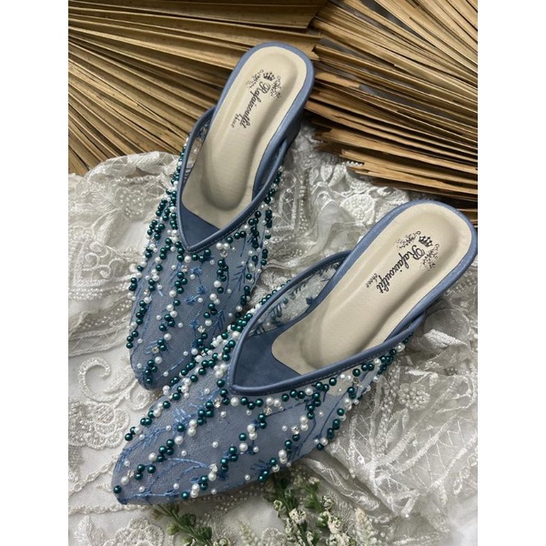 sepatu wedding wanita yesika iceblue 5cm tahu