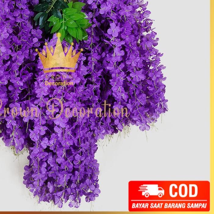 ✭ Juntai Wisteria Jumbo Gantung Daun Rambat Plastik [ LUSINAN ] - Bunga Lavender Artificial Wisteria