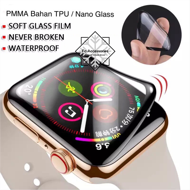 FA Anti gores PMMA NANO Glass Bahan TPU Apple i Watch ULTRA 38mm 40mm 41mm 42mm 44mm 45mm 49mm for Iwatch series se 1 2 3 4 5 6 7 8 Nano Pelindung Layar jam tangan