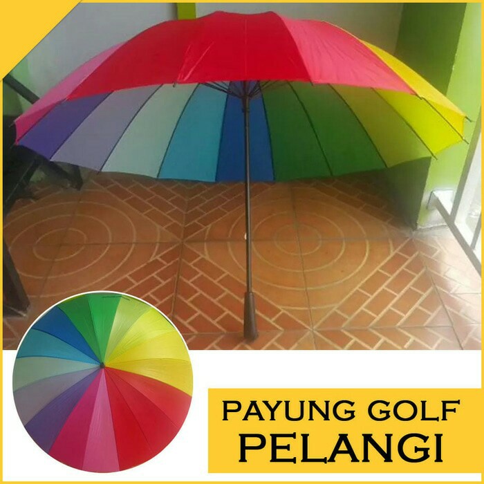 Payung golf pelangi besar warna warni 16 jari rainbow jumbo umbrella /WAJIB BACA DESKRIPSI