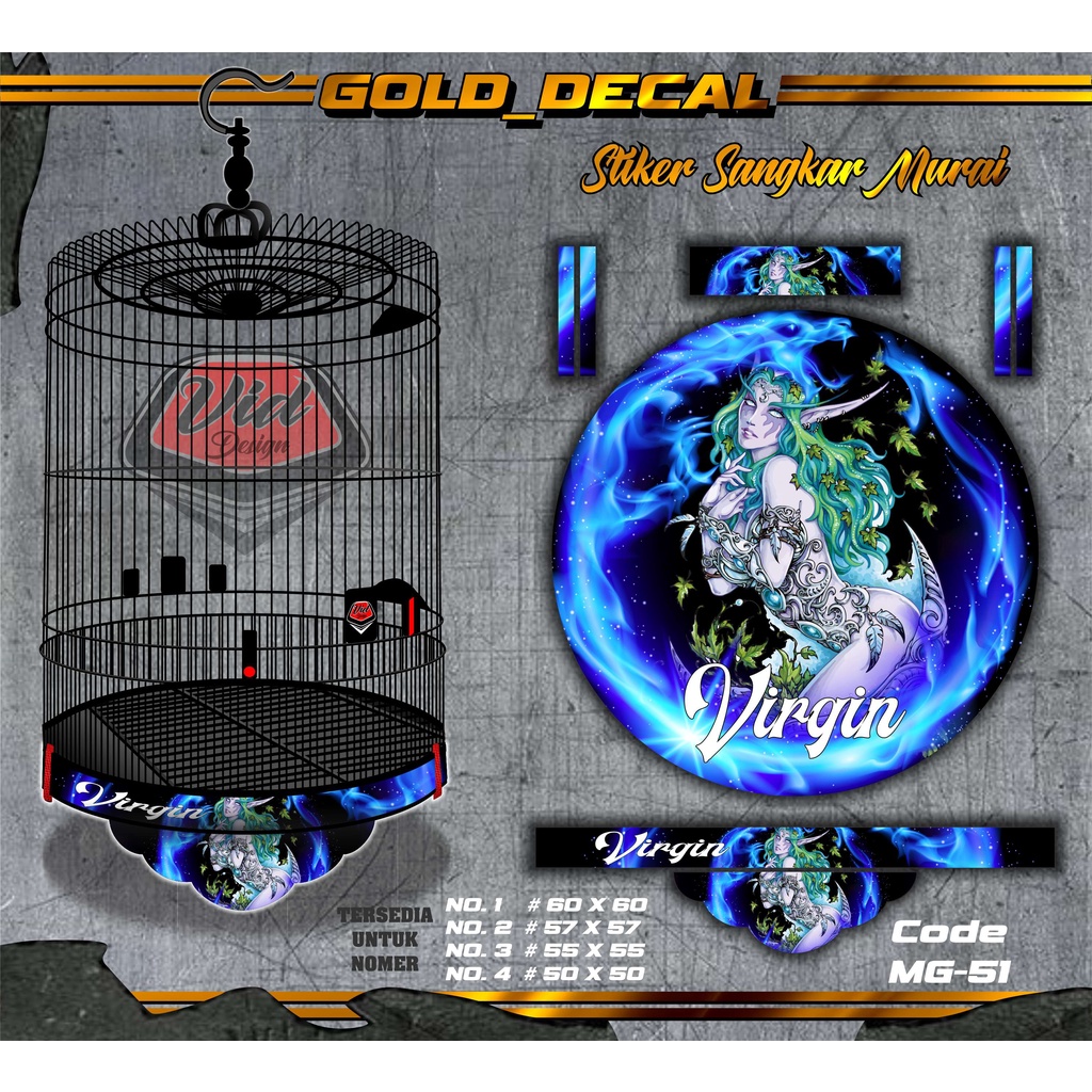 Stiker Sangkar Murai Decal Kandang Murai Motif Virgin Oriq Jaya No 1 2 3 4