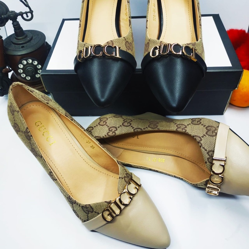 Sepatu Heels Wanita Import Terbaru Sepatu GUCCI Slip On Cewek