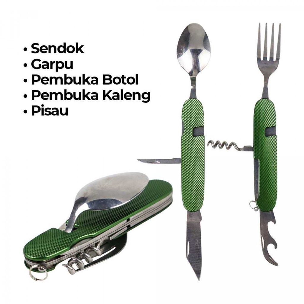 Sendok Garpu Pisau Lipat Foldable Spoon Fork - SV3