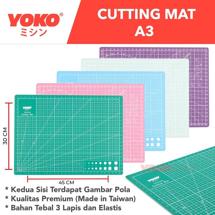 Cutting Mat YOKO Ukuran A3 45x30cm Double Side / Dua Sisi