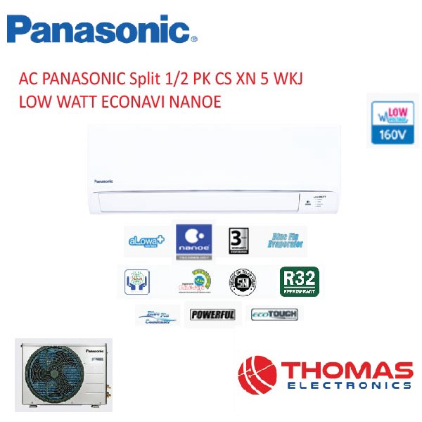 AC Panasonic Low Watt 1/2 PK CS/CU XN 5 WKJ Deluxe Low Watt Nanoe R32 GARANSI RESMI