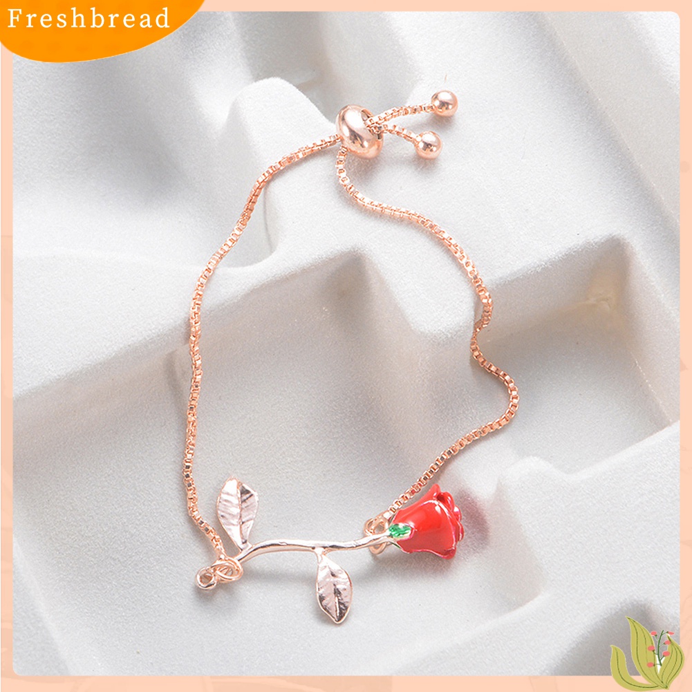 [TERLARIS]Elegant Rose Pendant Wristband Bracelet Adjustable Bangle Women Jewelry Gift