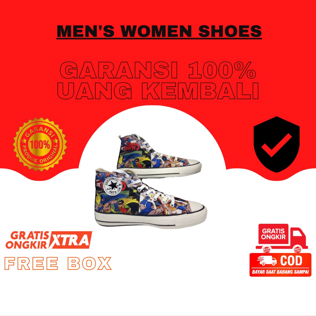 RAW Sepatu Casual Pria Model Batman Robin Wanita Size 36 43 COD Sepatu All Star Original Sepatu Star