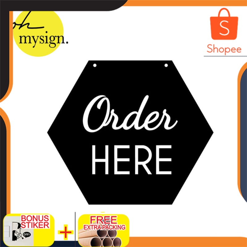 

Terlaris Sign Order Here Acrylic / Signage Order Here / Sign Acrylic Timbul Elegan