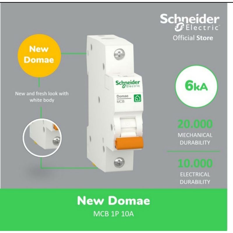 Schneider Electric NEW DOMAE MCB 10A 1P - DOMF01110 C10 MCB