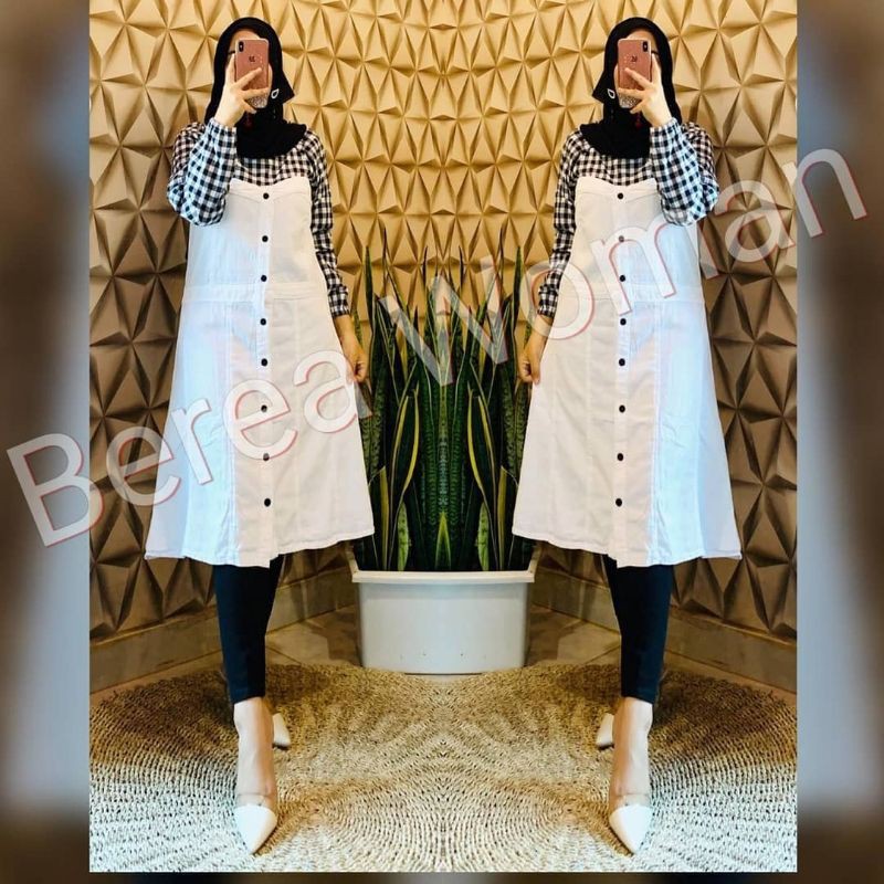 VAN DAMME TUNIK by Berea Woman | Tunik Jeans | Tunik Kotak | Tunik Monochrome