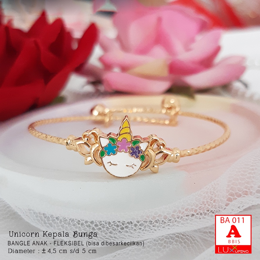 BA 011 Gelang Anak Balerina Unicorn Perhiasan Lapis Emas Anak Xuping Murah Bangle Bayi Balita Merk Meilyn Luxx Xuping