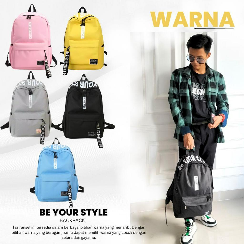 Gratis Gantungan Tas Ransel Backpack Fashion Korea Be your Stile Besar Sekolah SD SMP SMA