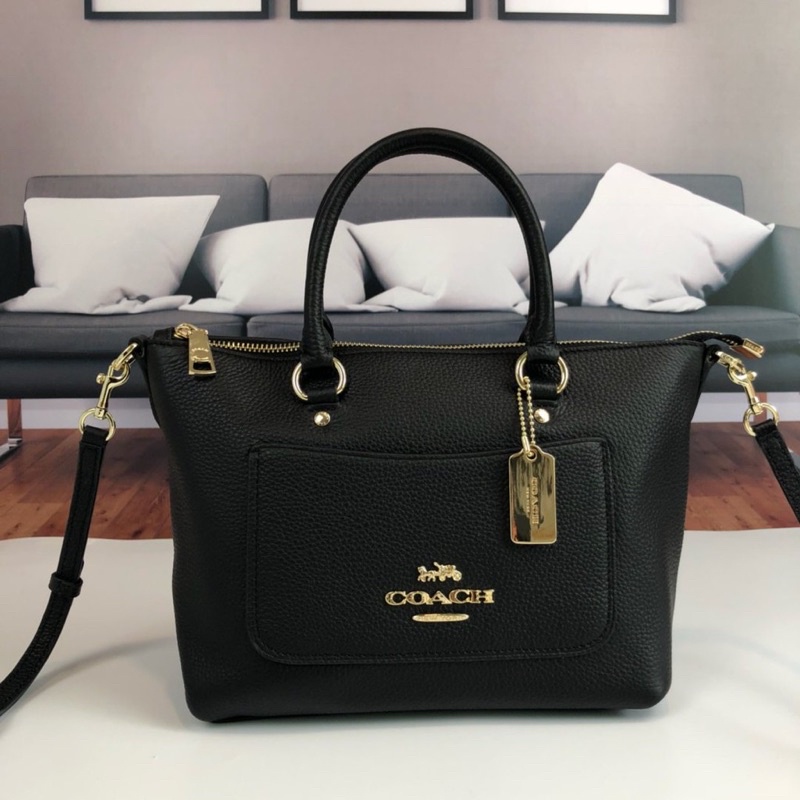 MINI EMMA SATCHEL IN PEBBLE BLACK LEATHER (31466)