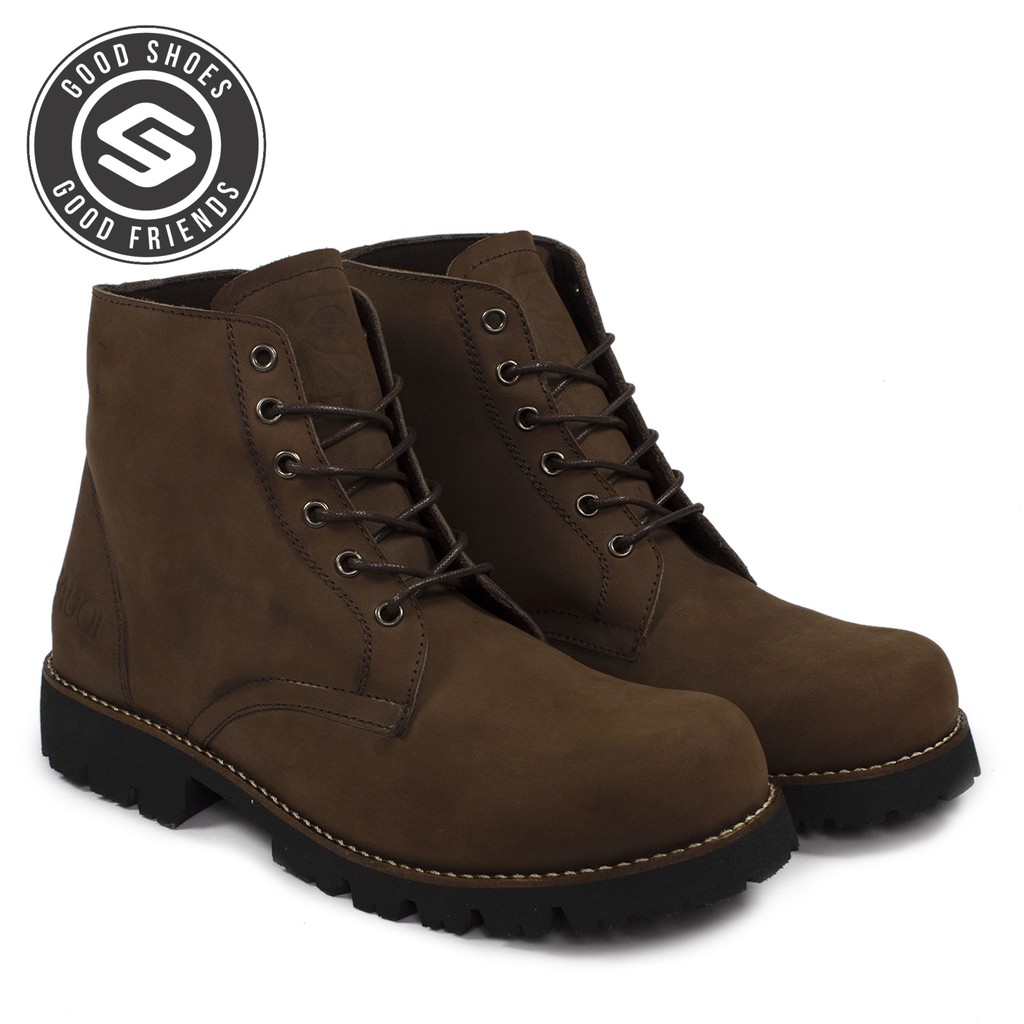 SAUQI FOOTWEAR Gentleman safety boots ujungbesi kulit asli CH sepatu proyek - HITAM - COKLAT