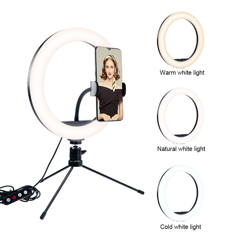 Paket Komplit Ringlight 26cm + Tripod Meja Make Up Vlog Lampu Ringlight