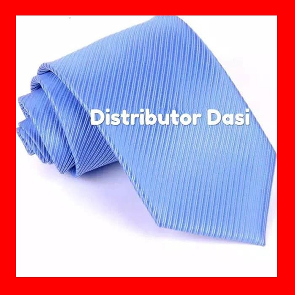 Dasi Pria Biru Muda Garis Salur 3 inch 8 cm polyester premium ready stock