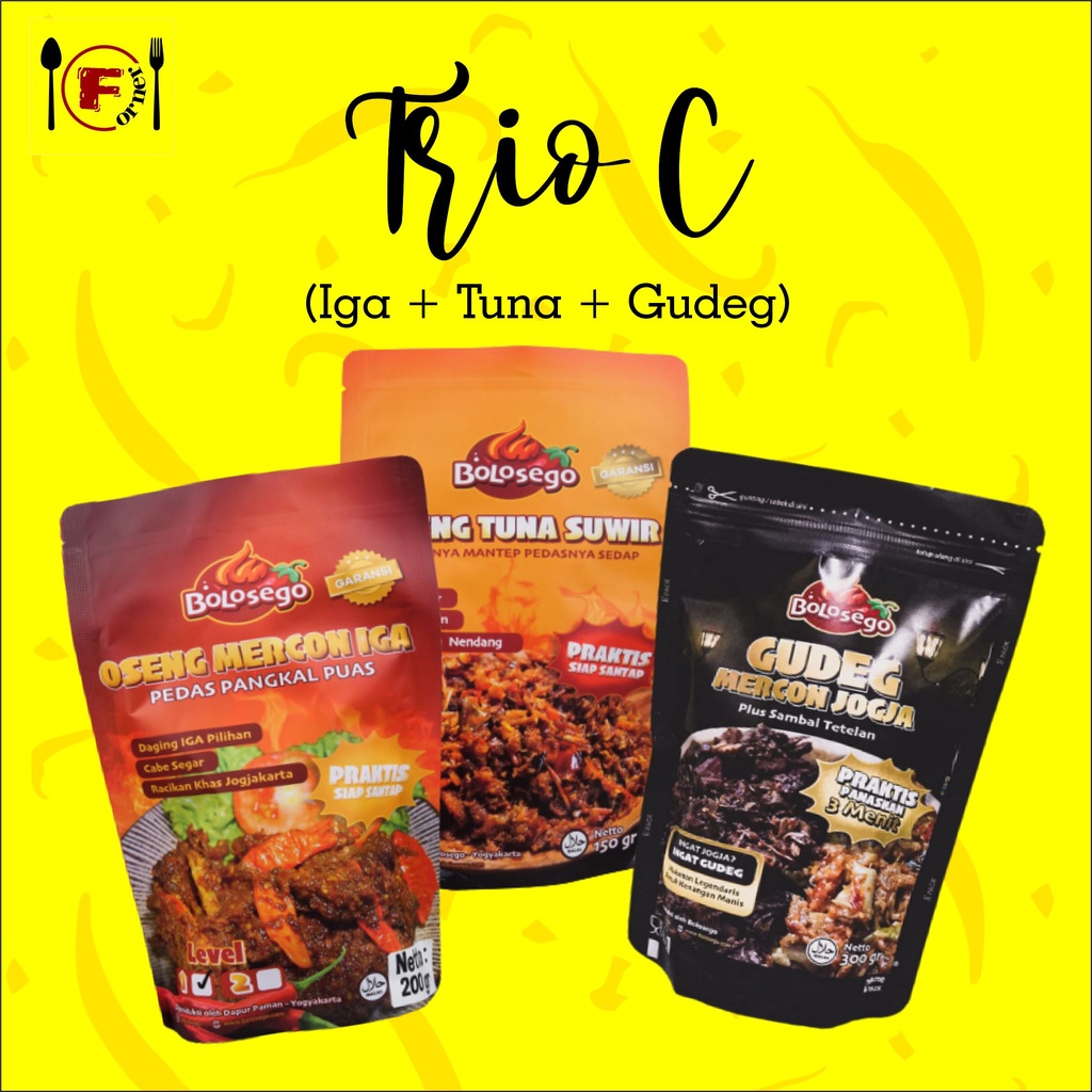 

Trio C (Tuna Suwir + Mercon Iga + Gudeg Mercon)