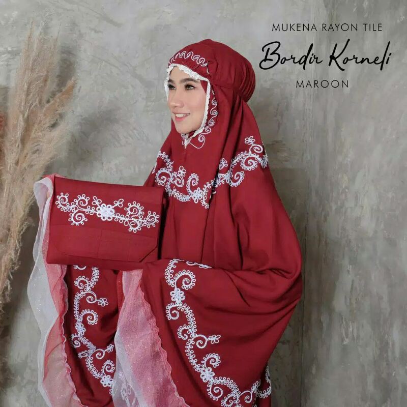 mukena rayon tile bordir kernoli