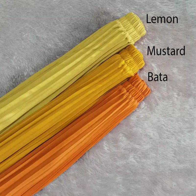 ROK WANITA PLISKET VARIASI KANCING DEPAN - BAHAN HYGET SYPER ( PREMIUM )-Lemon