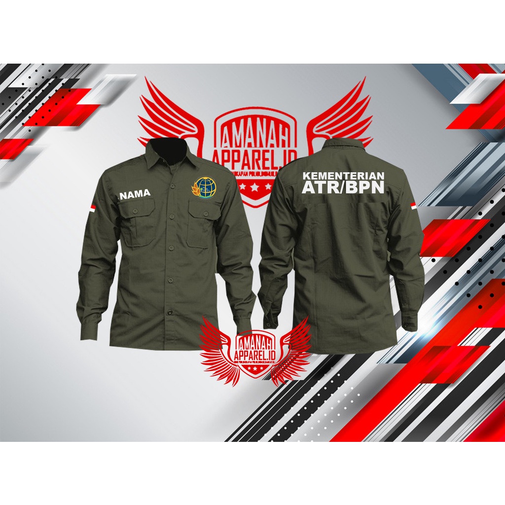 KEMEJA PDL ATR BPN/KEMEJA PDL HIJAU ARMY PANJANG/KEMEJA PDL KEMENTERIAN ATR BPN