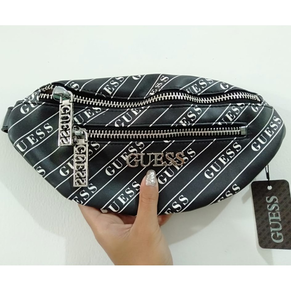 TAS GUESSS GS U.S.A WAIST BAG TAS PINGGANG WB BERMOTIF DOUBLE ZIPPER FASHION IMPORT #3195