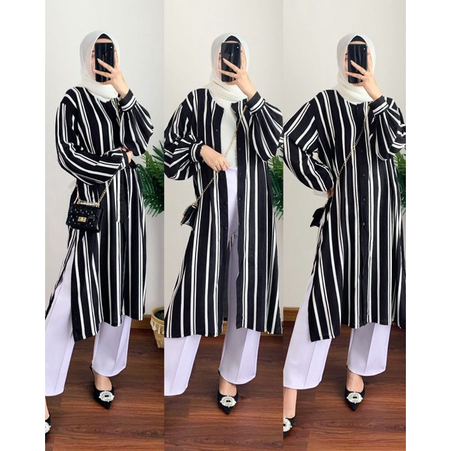 MERIN TUNIK / LONG TUNIK / TUNIK KATUN MOTIF SALUR