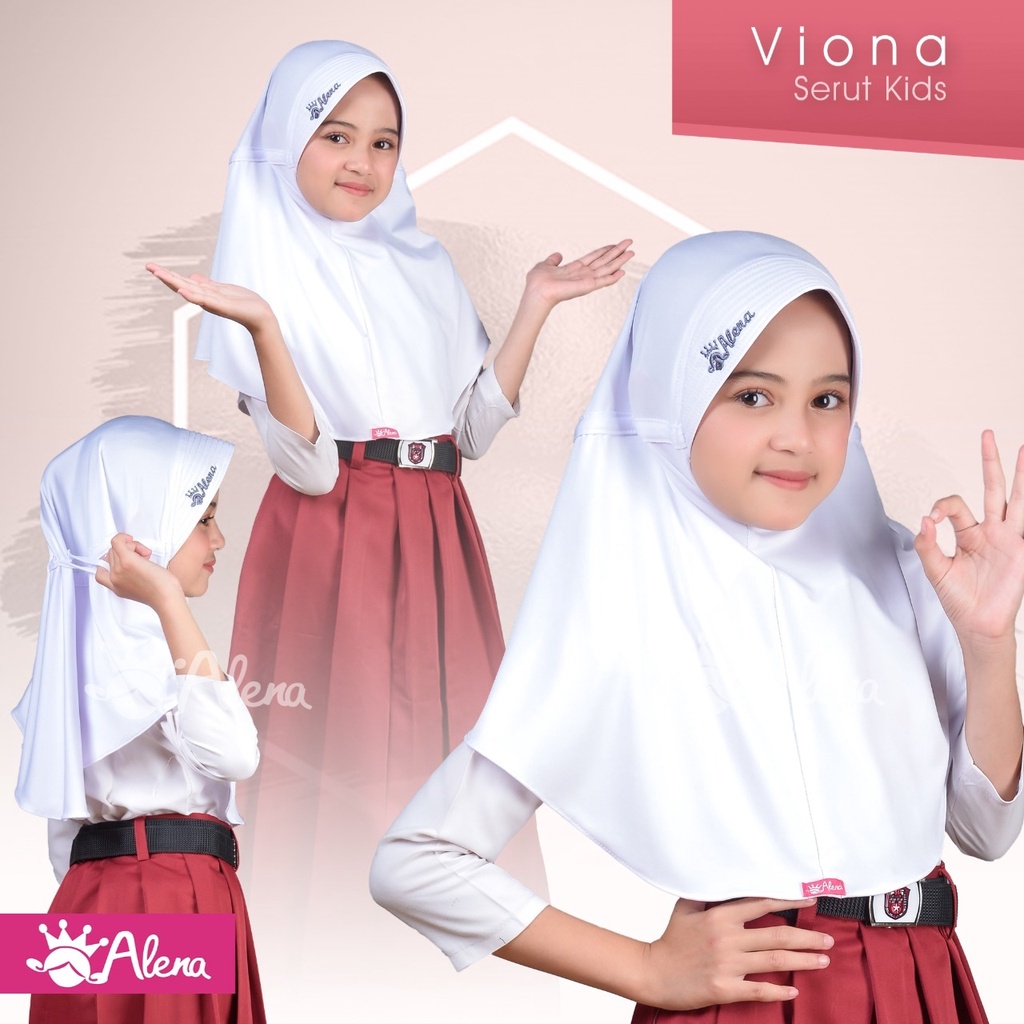 hijab / jilbab Alena anak serut polos TK & SD model viona