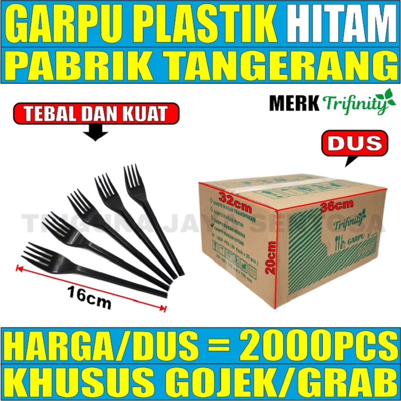 Garpu Makan Hitam 2000 Pcs Per Dus Plastik Panjang Termurah