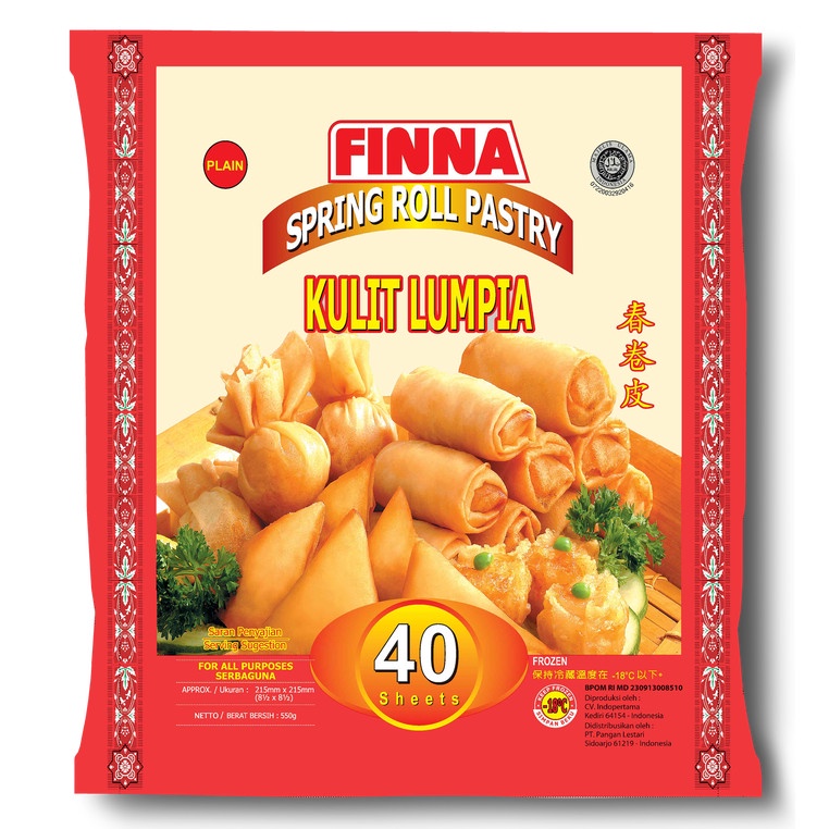 

FINNA Kulit Lumpia Besar – Spring Roll Pastry Sheet 215 x 215mm isi 40 lbr