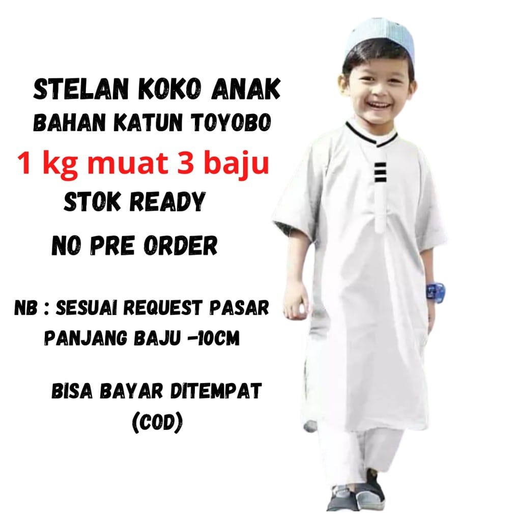 Baju Koko Anak Laki -- Setelan Baju Koko Anak 2-12  tahun