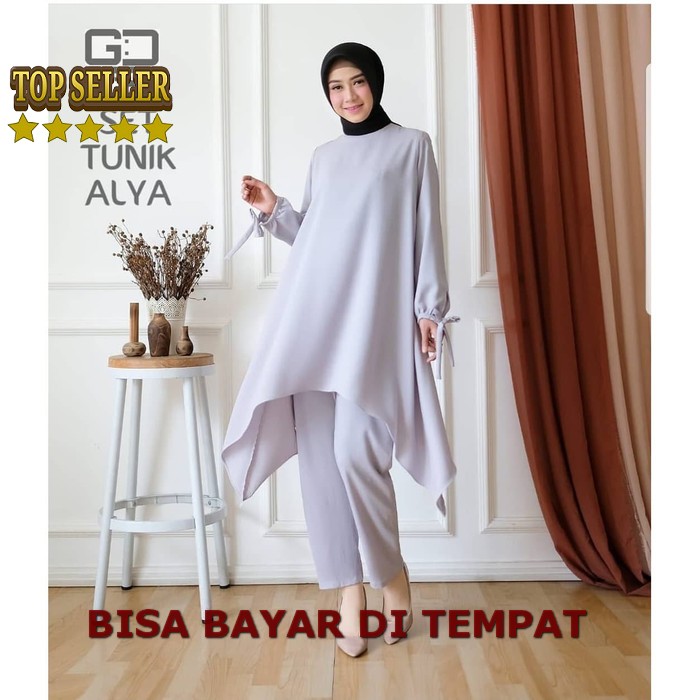 Rival Set Pakaian Satu Set Wanita Warna Lilac Fashion Korean Tren LS416 Baju Setelan Syari Wanita M