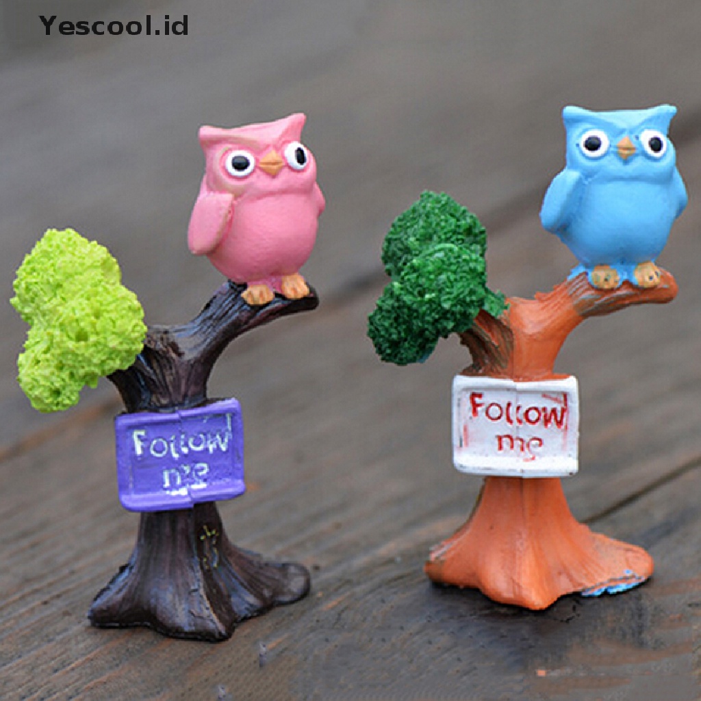 1 Pc Ornamen Miniatur Burung Hantu Bahan resin Untuk Taman bonsai